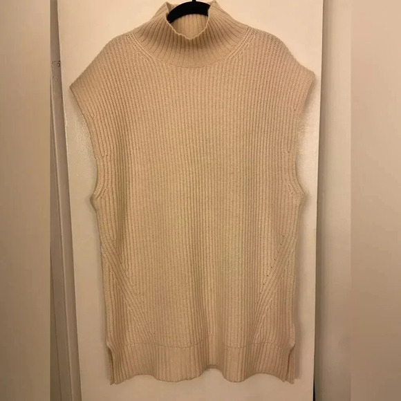 J. Crew Cashmere Sleeveless Turtleneck Tunic Heather Muslin Size M/L - Picture 1 of 10